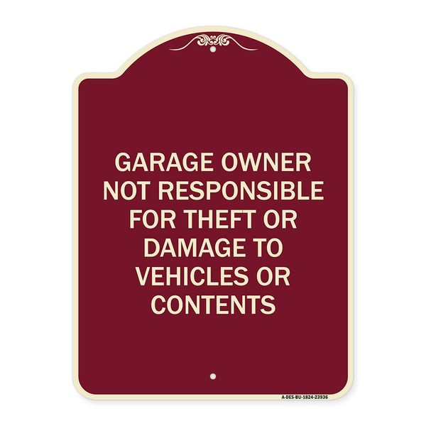 SignMission Designer Series Sign - Garage Owner Not Responsible for