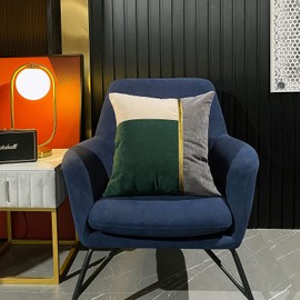 QIYIQI Green Gray White Gold Leather Patchwork Velvet Throw Pillow Covers 18 x 18 Inches Luxury Modern Cushion Cases Decorative Pillows for Couch Living Room Bedroom (Green+Gray+White)