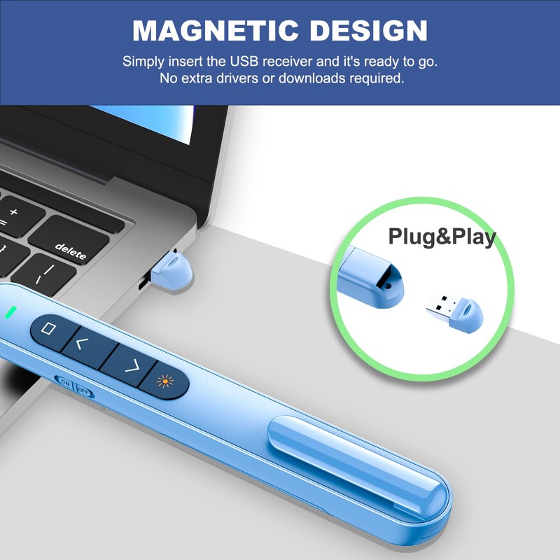 QUI Presentation Clicker, Hyperlink Volume Control Wireless Presenter,RF 2.4GHz USB
