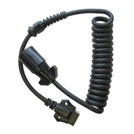 Optronics A57CCBP 5 Flat 7 Round Coiled Adaptor and Plug, Black