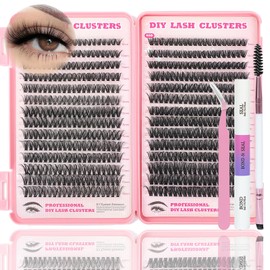 Lash Clusters Kit, 560 Pcs Eyelashes Clusters Kit 9-16mm Individual Lash Extension Kit D Curl Fluffy Wispy False Eyelashes (50D+60D New, Lash Clusters Kit)