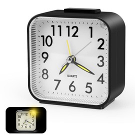 UKOFEW Leise Klein Reisewecker, Wecker Analog Ohne Ticken, Tragbarer Reisewecker Wecker, Analog Wecker Klein mit Lauter Alarm, Schlummerfunktion, für Schlafzimmer Wohnbereich Büro (Schwarz)