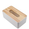 Alvinlite Tissue Box with Removable Bamboo Wood Cover Plastic Napkin