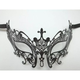 mgmb Red Black Laser Cut Venetian Masquerade Metal Filigree Mask Rhinestones Fleur De
