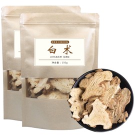 Hee Creek Atractylodes 白术 Bai Zhu10.58/300g Premium Cut Slices Bai Zhu Atractylodes Rhizome Tea Atractylodis Macrocepgalae Chinese Dried Herbs Natural Herbal Tea, Sulfur Free, Large head 特级白术 大片