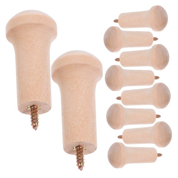 NUOBESTY 10pcs Screw on Coat Hanging Hook Wooden Shaker Pegs