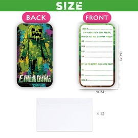 ZELAITE 12 x Video Game Gamer Invitation Cards Children's Birthday Girl Boy - Birthday Invitation for Boys and Girls - Birthday Invitation Cards - Party Birthday Invitations (E)