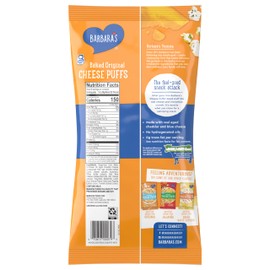 Barbara's Baked Original Cheese Puffs, Cheese Puff Kids Snack Made With Real Aged Cheese, Gluten Free Snack, 5.5 OZ Bag