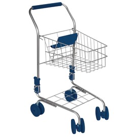 Toysmith Miniature Grocery Shopping Cart – Metal Pretend Trolley for Kids Ages 3+ – Realistic Toy with Sturdy Wheels, Folding Design & Storage – Toddler Role Play Supermarket Accessory, Blue