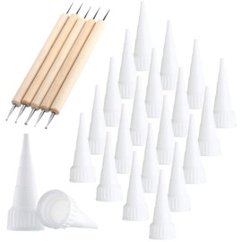 20 Pieces Snip Tip Applicator Tips for E6000 Craft Glue 3.7 oz Tubes, 5 Pieces Wooden Ball Stylus Dotting Tools Kit for Rock Painting Pottery Clay Modeling Embossing Art