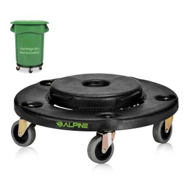 Alpine Rolling Brute Trash Can Dolly - Trash Can Dolly with Wheels/Trash Can Roller Base for Round 20, 32, 44, or 55 Gallon Garbage Bins, Heavy Duty Holds Up to 500lbs (Black)