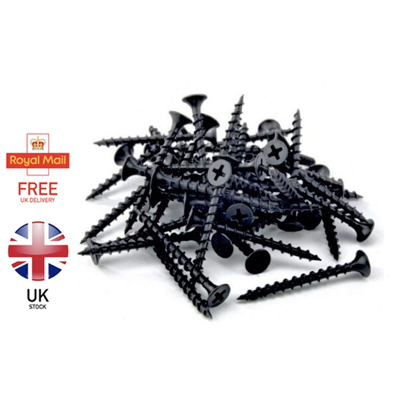 100 x 45mm Screws Black for Wood Corse Screw Plasterboard