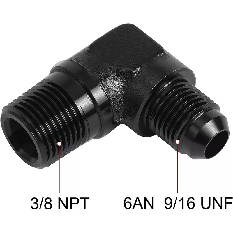LokoCar 6AN Male Flare to 3/8 NPT Pipe Male 90
