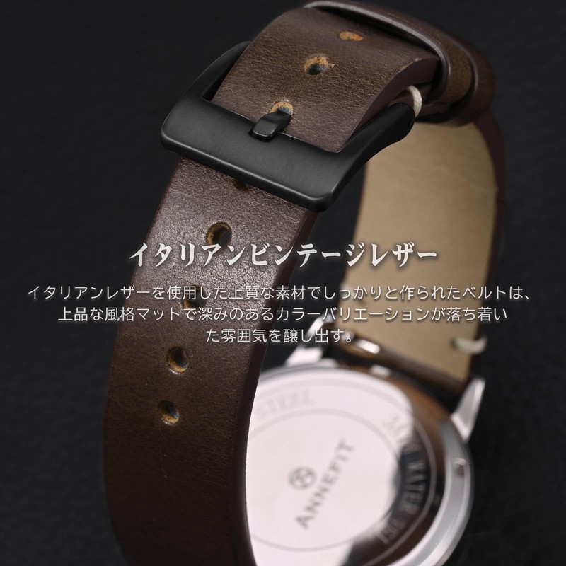 ANNEFIT Genuine Leather Watch Band, 0.7 inch (18 mm), 0.8