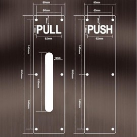 Raheem 2PCS Black Matte Powder Coated Stainless Steel Push Pull Door Handles, Heavy Duty Handle Plates for Entrance, Bathroom, Wooden Doors, Cabinets, Fire Doors, with Mounting Screws (300 x 80mm)