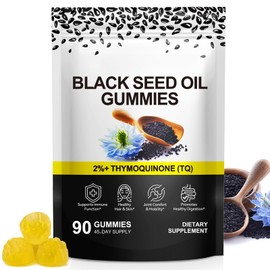 Cold-Pressed Black Seed Oil Gummies, 500mg Serving, 45 Days Supply, Vegan & Non-GMO, Hair, Skin, & Heart Support, Pure Nigella Sativa Black Cumin Seed Oil - Thymoquinone-Rich