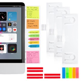 Barelove Computer Monitor Memo Board Document Holders, 3 PCS (Left & Right & Top) Transparent Acrylic Screen Message Pad with Paper Clip, Reminder Side Panels Organizer for Office with Sticky Note