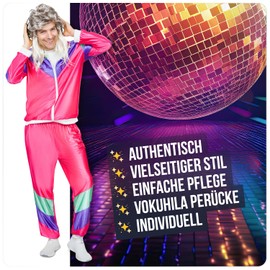 Festicy Men's Mullet Wig I 80s Accessories 50 cm Long Synthetic Hair Wig Perfect for Carnival and Fancy Dress 2025 I for Your New Kids Costume Men or 80s Outfit Men