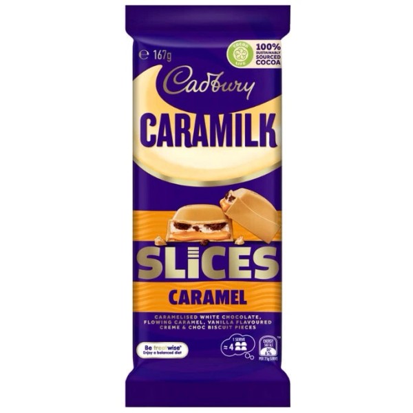 Cadbury Caramilk Slices Caramel Chocolate Block 167g