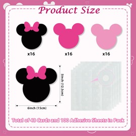 Vuzvuv 48Pcs Girl Mouse Paper Cutouts with 100Pcs Glue Points,Girl Mouse Cut Outs Bulletin Board Decorations for Birthday Party Theme Decor Supplies