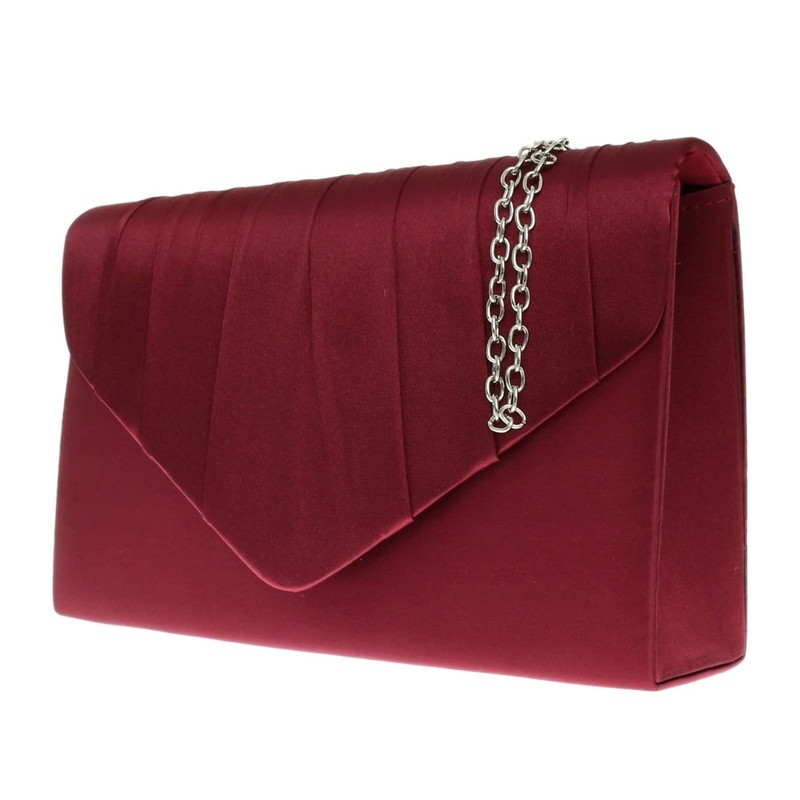 Girly HandBags Beautiful Satin Elegant Pleated Clutch Bag Shoulder Bag