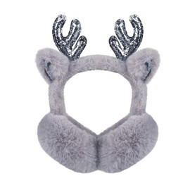 Surblue Cute Elk Animal Earmuffs Winter Warm Outdoor Ear Covers Headband Fur Ear Warmer, Gray