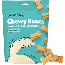 Wiggles & Wags 1 Soft Chews Peanut Butter Recipe Bone-Shaped (1-6 oz) Bag