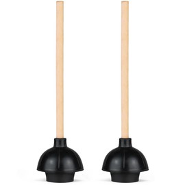 SteadMax Heavy Duty Toilet Plunger, Commercial Grade Double Thrust Force Rubber Cup with Wood Handle, 2 Pack (22")