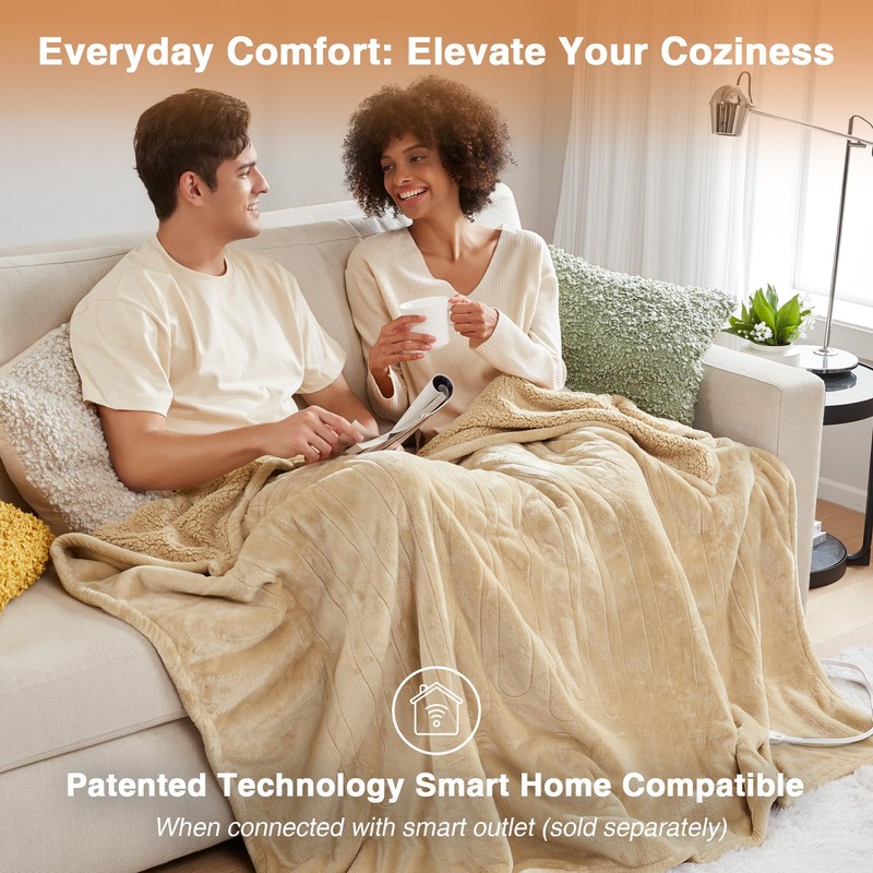 Beautyrest Heated Blanket, Electric Blanket, Soft, Warm, Reversible Plush -