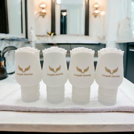 Vorgato Luxury- 3oz(4pcs) Travel Bottles for Toiletries - Silicone Travel Bottles - TSA Approved Travel Bottles - Leak proof Travel Bottles - Travel Size Bottles - Refillable Travel Bottles (White)