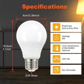 TJOY 24 Pack A19 LED Light Bulbs 9W Equivalent 60W Replacement Daylight 5000K E26