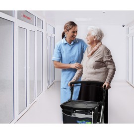 HEALTHLINE Rollator Walker for Seniors - Lightweight 4 Wheel Eldery Walker Heavy Duty - Rollator Walkers for Seniors with Basket & Tray - Narrow Doors Indoor Rollator White Color