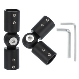 PATIKIL Window Corner Curtain Rod Connector, 2 Pcs Adjustable Curtain Rod Corner Connector Hinged Elbow Connector with Screwdriver for 3/4 Inch Bay Window Curtain Rod, Black