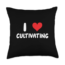 I Love Cultivating - Heart - Cultivator Farm Farmer Farming Throw Pillow
