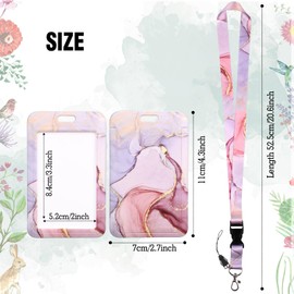 Hianjoo Porta Gafete con Cordón, Sujetador De Insignia Soporte De Tarjeta Id con Clip de Cinturon Carrete Retráctil para Estudiantes, Personal De Oficina, Mármol Rosa