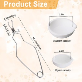 Crucibles Set for Melting Metal Kit,High-Heat Casting Kit with 6 Pcs Ceramic Quartz Crucibles and 2 Pcs Crucible Tongs Handle,Graphite Clay Crucible for Silversmithing Starter, Jewelry Making