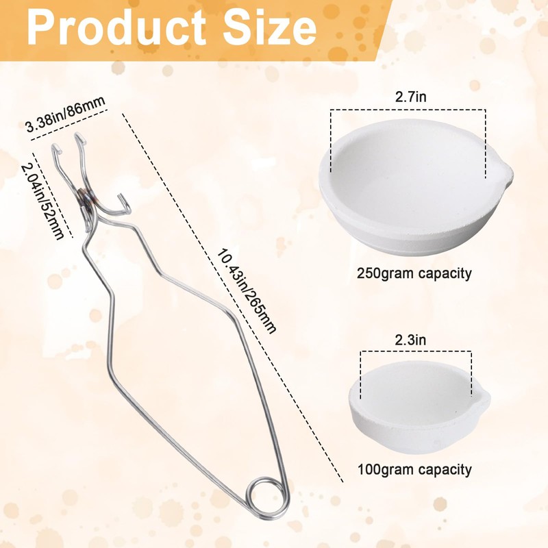 Crucibles Set for Melting Metal Kit,High-Heat Casting Kit with 6