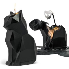 PyroPet Kisa Cat Candle (Black) - The Original Cat Candle with Metallic Skeleton