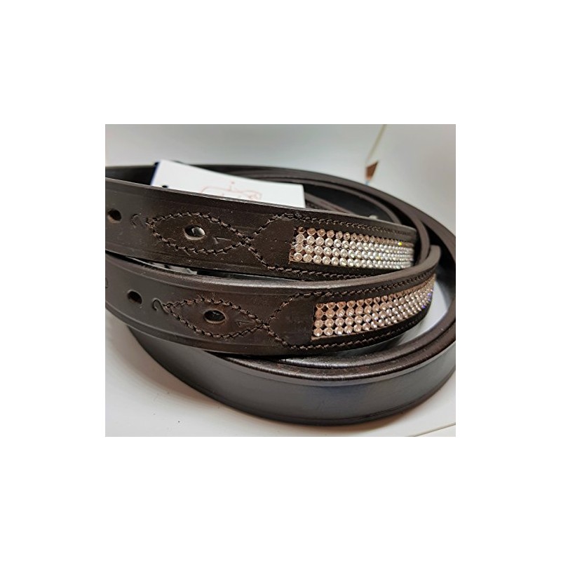 GENUINE HORSE HEAVY DUTY STRONG BLING DIAMANTE STIRRUP LEATHER BROWN