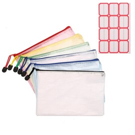 Zipper Mesh File Bags A4/A5 2 Sizes 6 Pack 6 Colors Heavy Duty PVC Waterproof Dustproof Color Coded Document Storage Case Visible Privacy Protection Universal Storage Holder for Work, Study, Home