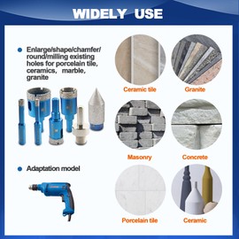 Tile Hole Saw Kit - BRSCHNITT Diamond Core Drill Bit Set 6/8/20/25/35mm Drill Bit &1 3/8"Diamond Chamfer Bit for Porcelain Tile Ceramic Marble Granite & Adapter