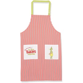 Chef Works Apron, Dr. Seuss Baking Challenge, The Grinch, Red & White with Lime Straps, Adult