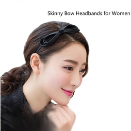 Generic Skinny Bow Headband, Black Lightweight Headband with Bow for Women, Hairband with Bowknot for Women and Girls, Hair Hoop, Wide Applicability, One Size, 1 Count