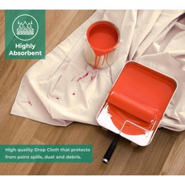 Avalon Home Canvas Drop Cloth 4x15 ft Pack of 1-8oz Painters Drop Cloth for Painting - Canvas Tarps for Floor & Furniture Protection - All Purpose Canvas Fabric Painting Drop Cloths