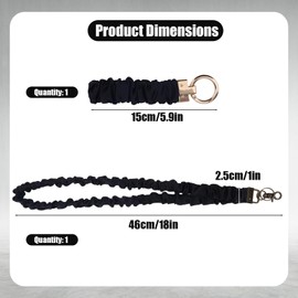 Stretchy Scrunchie Lanyard, Retractable Lanyard Keychain with Breakaway Clasp for ID Badges & Keys Perfect for Teachers Nurses Office (Black)