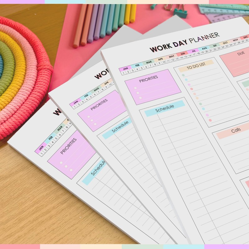 Work Day Planner Notepad | Daily Organizer to Structure Your