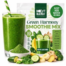 Green Smoothie Powder with Super Greens & Detox Greens – Freeze Dried Fruit & Greens Blend, No Added Sugar, Vegan, 10 Servings | Boost Blends