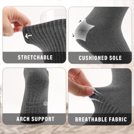 Viiotu Pilates Socks Women with Grips, Reformer Pilates Grip Socks Yoga Socks, Gym Socks for Dance, Training, Barre, Fitness (AU, Alpha, One Size, Regular, Regular, 4 Pairs, White Black Grey Pink)