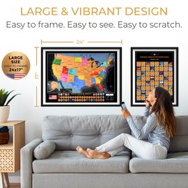 TRIPA TRIPS Scratch off Map of United States & All 63 US National Parks Scratch off Poster - 50 USA Landmarks & Flags Easy-to-Scratch - 24x17 Large Travel Map + Accessories - Deluxe Gift for Travelers