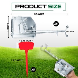 Qualirey 8 Pcs Gopher Traps Mole Mouse Gophers Trap Galvanized Oil Hardened Steel Reusable Animal Trap with 8 Markers for Outdoor Lawn, 12 x 5 Inches